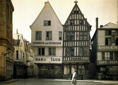 Old houses at the Place du Marche, Reims, France by Fernand Cuville